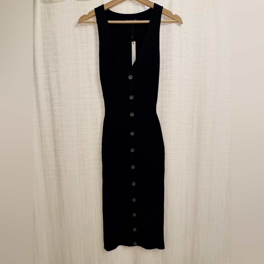 Black Button-Down Midi Dress